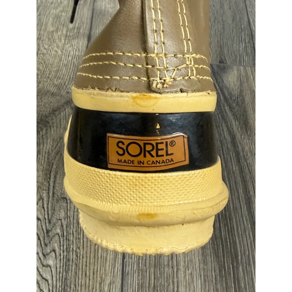 Sorel Vintage Caribou Pac Boots Tan Black Size 12 Winter Snow Waterproof Mens